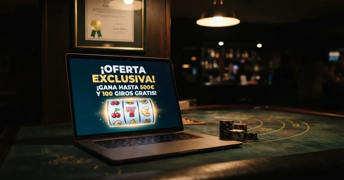 Comparativa de casinos online con bono sin depósito en una pantalla de ordenador con el registro oficial de la DGOJ visible en segundo plano