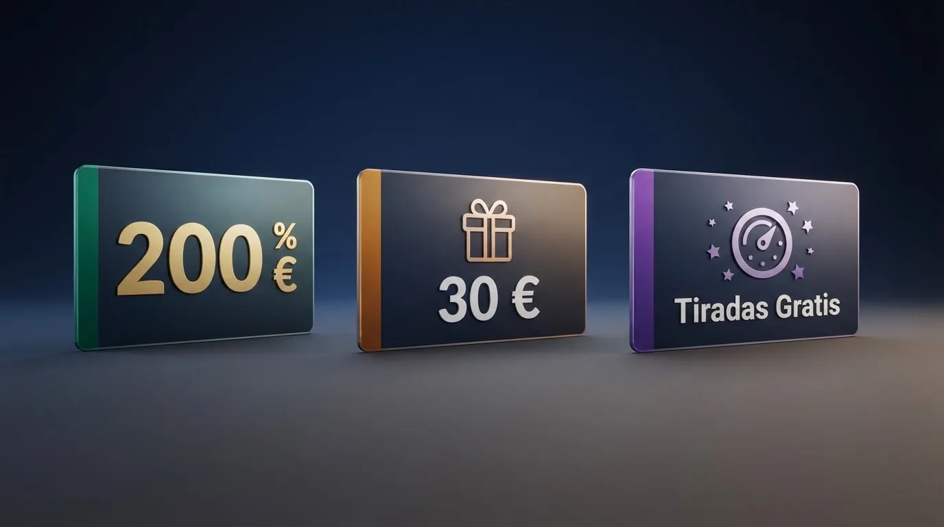 Pantalla promocional de Casino Gran Madrid con los tipos de bono disponibles — bienvenida, sin depósito y tiradas gratis