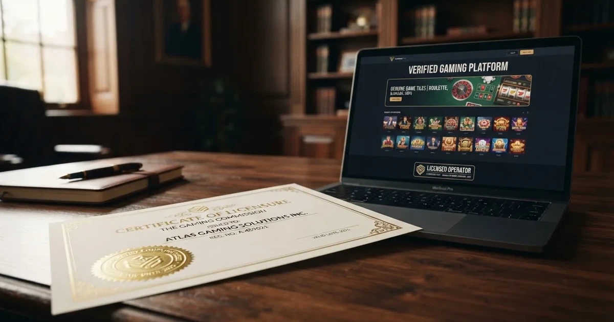 Sello oficial del Gobierno de Gibraltar junto a una interfaz de casino online con los distintivos de licencia visibles en el pie de página