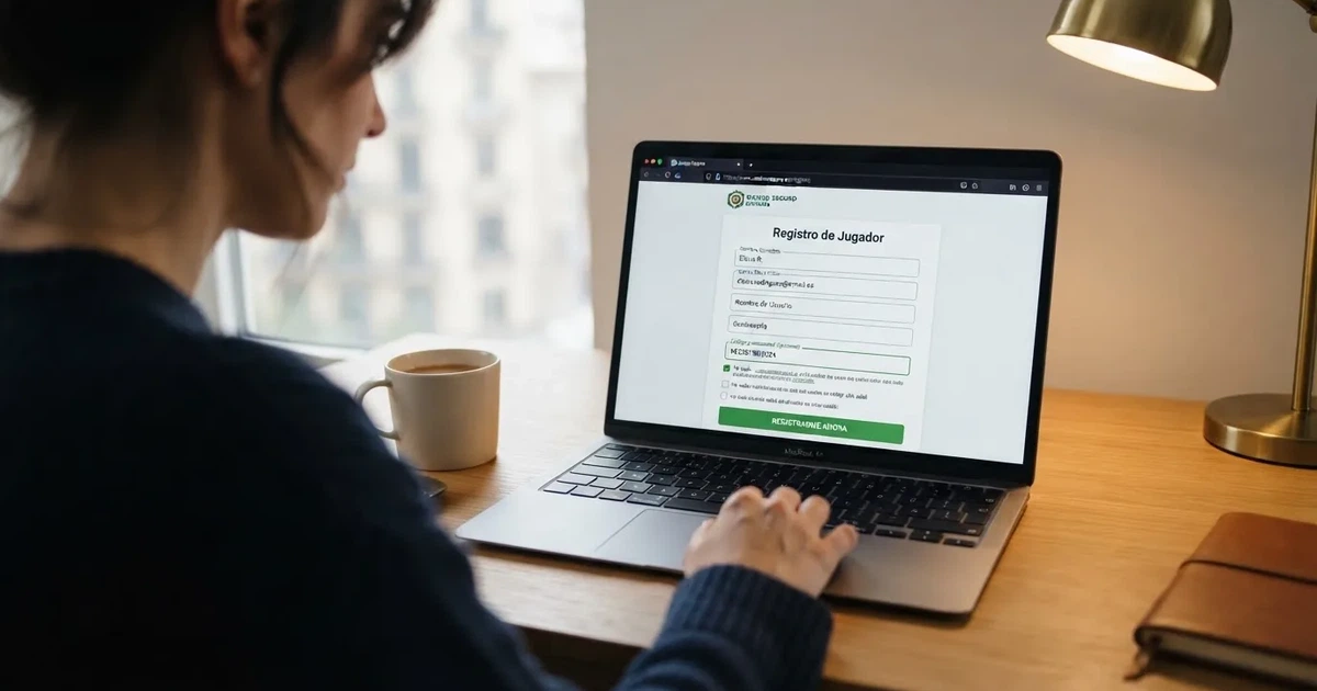 Pantalla de un casino online español con licencia DGOJ mostrando la sección de introducción de código promocional durante el registro, con el dominio .es visible en la barra del navegador y el candado de seguridad activo.