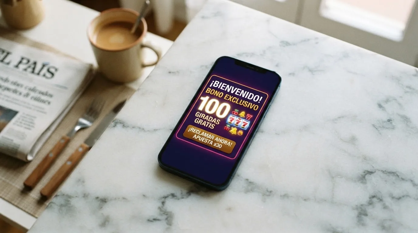Pantalla de bienvenida de Casino Barcelona con la oferta del bono del 100 % y el contador de tiradas gratis
