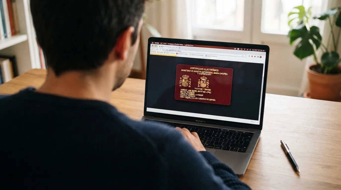 Primer plano de un certificado de licencia de la DGOJ junto al dominio .es en la barra de navegación de un navegador, con el candado de seguridad visible.