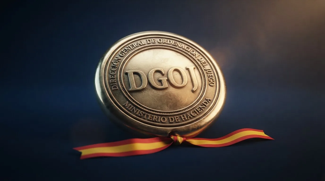 Sello o certificación de la Dirección General de Ordenación del Juego en la interfaz de un casino online con licencia .es