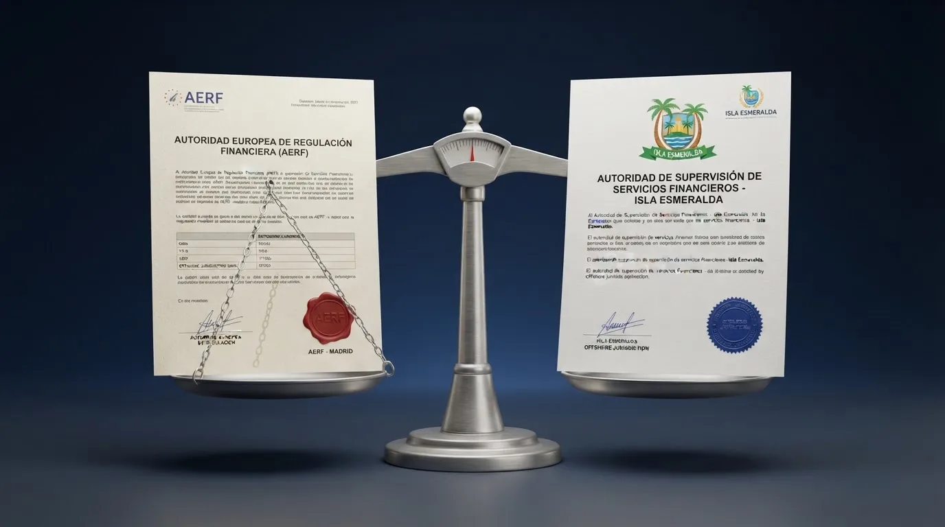 Documento oficial con el sello de la DGOJ junto al logotipo de una licencia de Curaçao, separados por una balanza